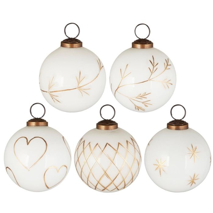 Ib Laursen sæt med hvide julekugler 7,6 i dia