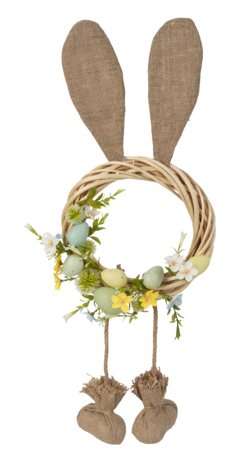 Påskekrans med påskeæg og kaninører