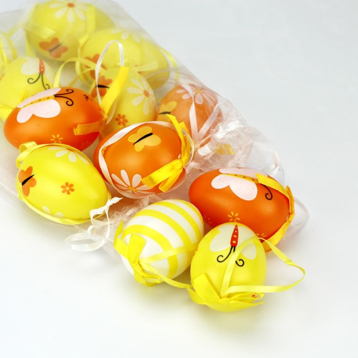 Påskeæg i plast orange og gule