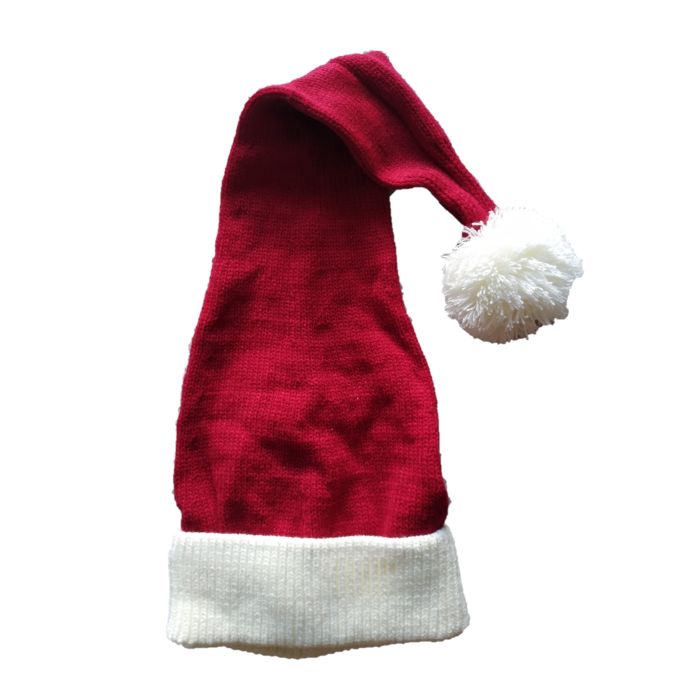 Nissehue i rød og hvid strik