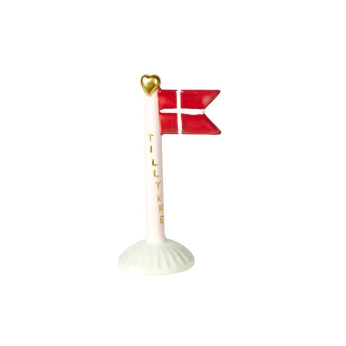 Flag med tillykke på flagstang 14 cm højt