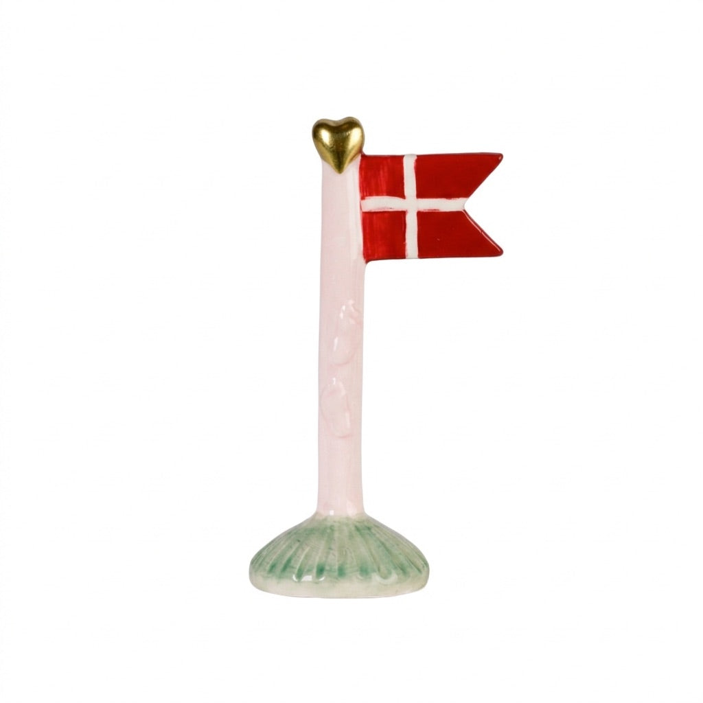 Flag i keramik med Babyfødder og lyserød flagstang