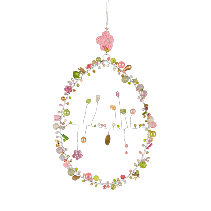 Påskeæg med perler 20 cm højt rosa