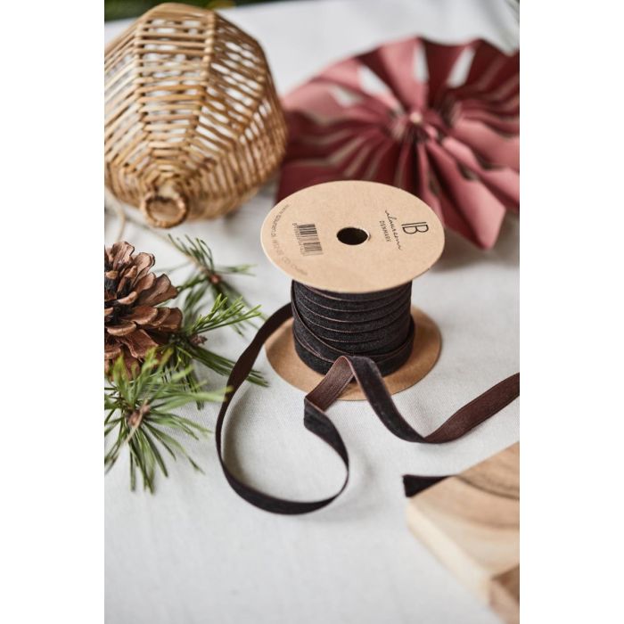 Velourbånd på spole 10 m mocca