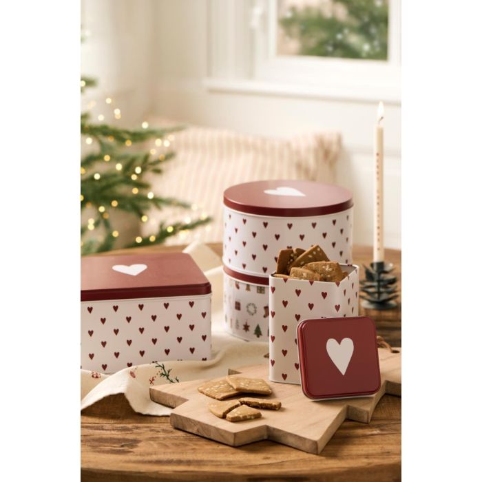 Kagedåse m/hjerter rund