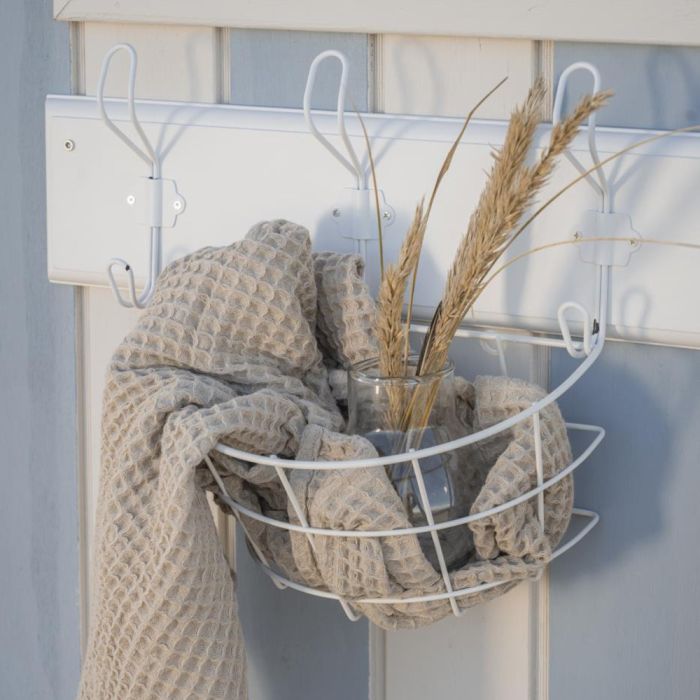 Ib Laursen Beige Liseleje håndklæde 50x100 cm i hvid trådkurv