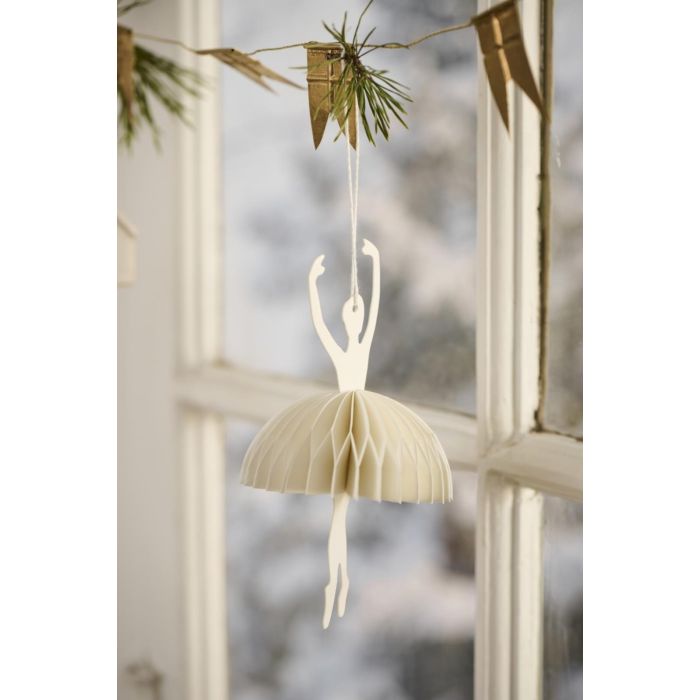 Papirklip ballerina i releveposition hvid