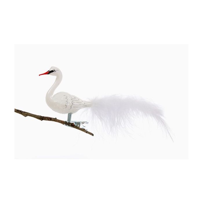 Fugl i glas med klips Svane 