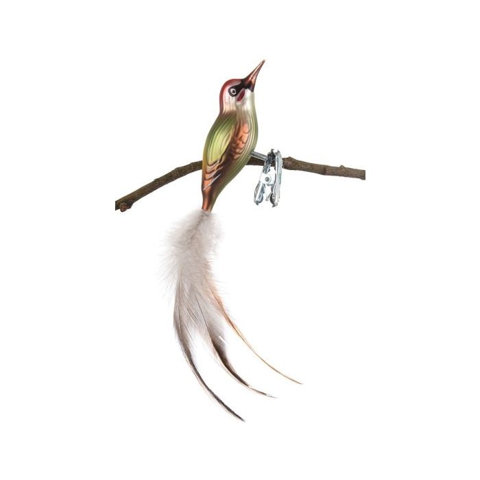 Fugl i glas med klips Grønspætte