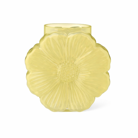 Vase blomsterformet Daisy i gult glas fra Ib Laursen