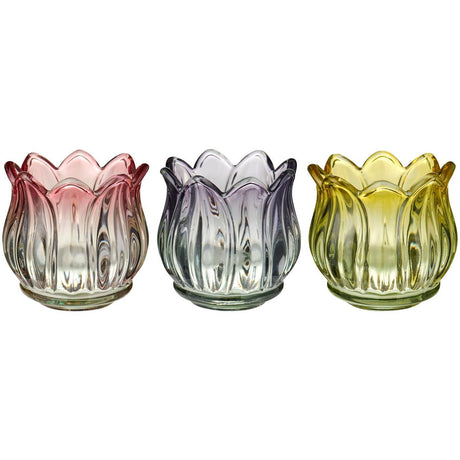 Ib Laursen Tulipanstage i glas til fyrfadslys 