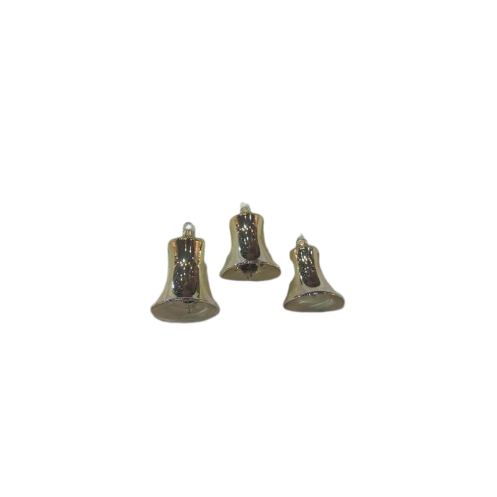 Mundblæste Juleklokker i guld i glas fra Glasbläserei Thüringer Weihnachten. 