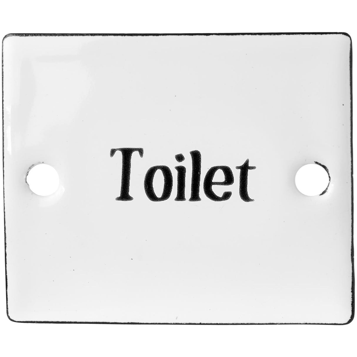 Hvidt skilt i emalje med teksten Toilet fra Ib Laursen