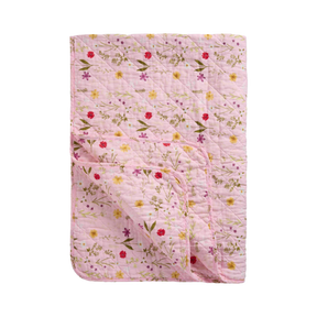Quilt rosa med havens blomster