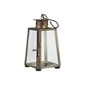 Ib Laursen guldfarvet mini lanterne 12 cm med skrå glassider