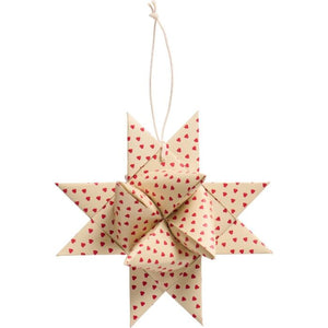 Fletstjerne med røde hjerter 16 cm i dia