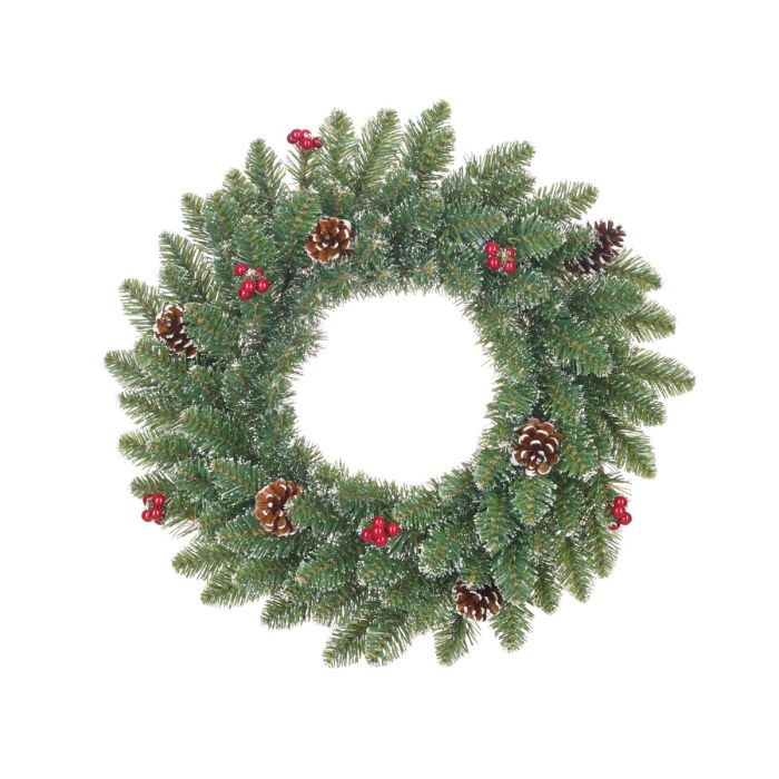 Creston grankrans med bær og kogler 35 cm i dia