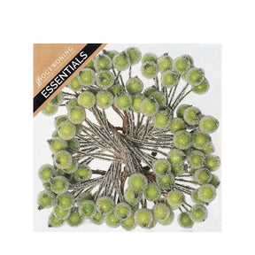 Frostede bær på wire grønne 12 stk.