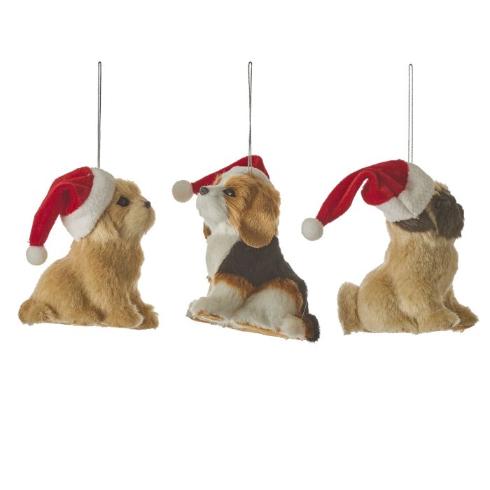 Blød julehund med nissehue