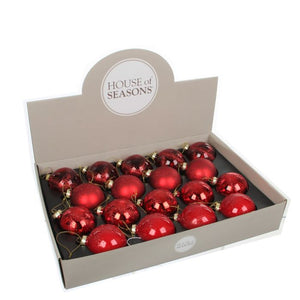 Julekugler røde med grenmønster