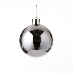 Stor julekugle sølvfarvet diameter 20 cm