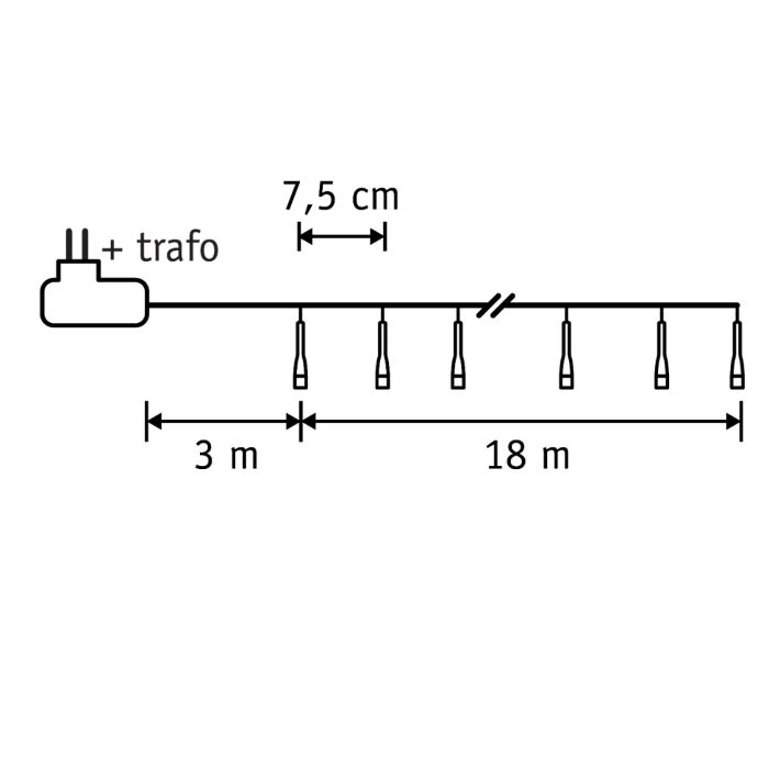 Lyskæde 240 LED varm hvid 18 m