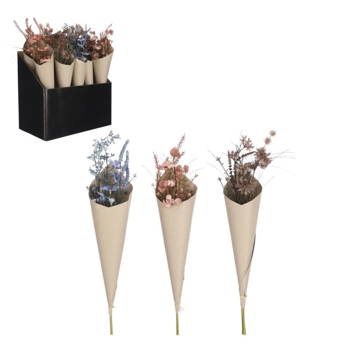 Blomsterbuket i tørret look - brun 60 cm