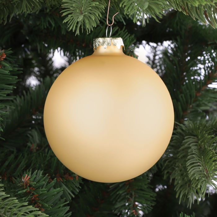 Julekugle i glas i mat guldfarve. En rolig og eksklusiv nuance