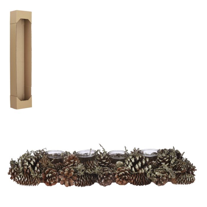 Adventsstage i brun med grankogler