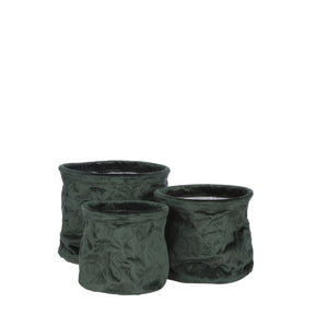 Urtepotter i grøn velour sæt med 3