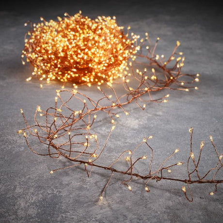 Klyngelys kobber 480 varme hvide lys