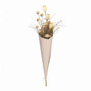 Blomsterbuket i tørret look - gul 60 cm