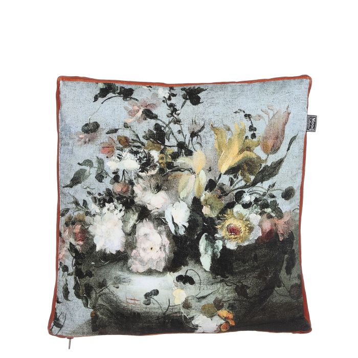 Fadey pude med blomstertryk