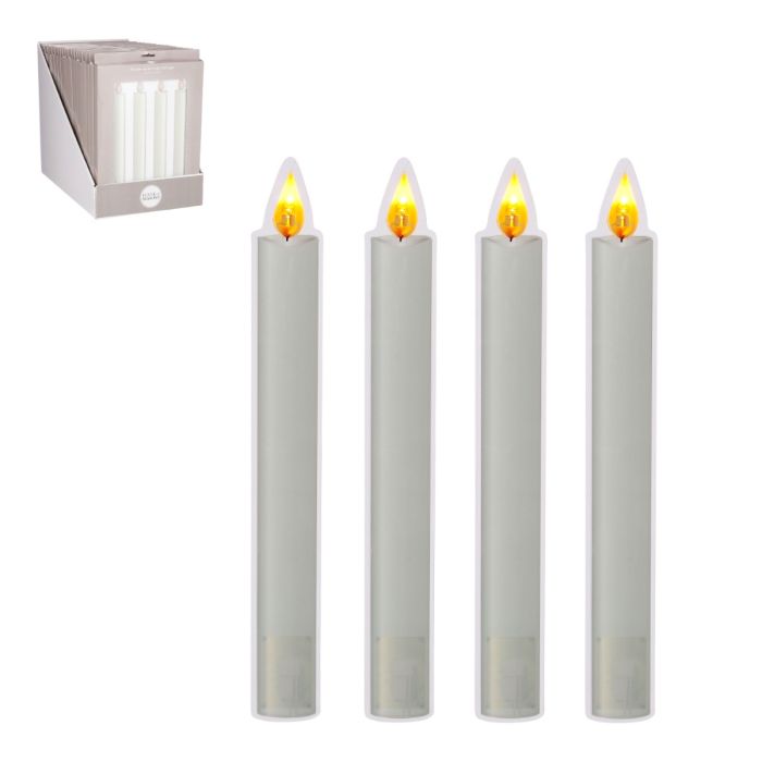 Vinduespynt Hvide lys med flammer 4-pak 