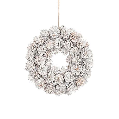 Snehvid koglekrans 35 cm i diameter