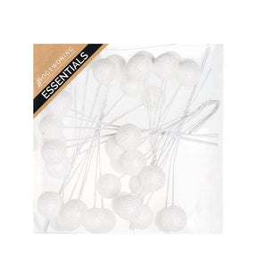 Glitterkugler på wire hvide