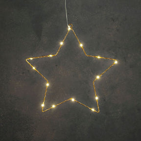 Guldfarvet stjerne med lys 45 cm i dia