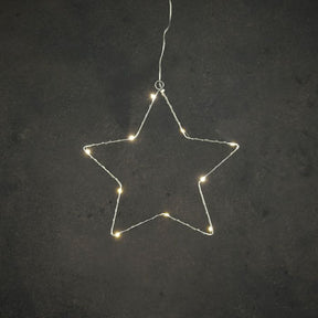 Sølvfarvet stjerne med lys 25 cm i dia
