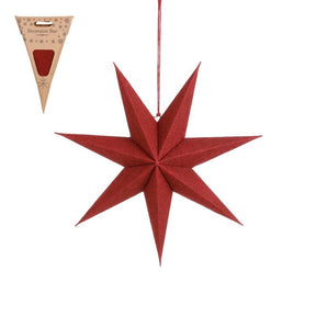 Stjerne i rød jute 45 cm i dia