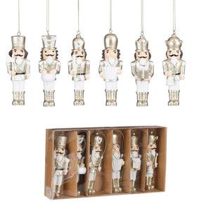 Nøddeknækkersoldater 6-pak guld og hvid