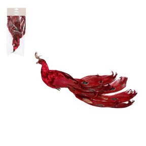 Påfugl rød med klips