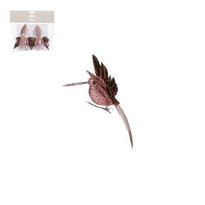 Kolibri med klips lyserøde 2-pak 