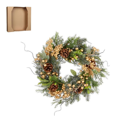 Hanley krans med guldfarvede bær 40 cm i dia