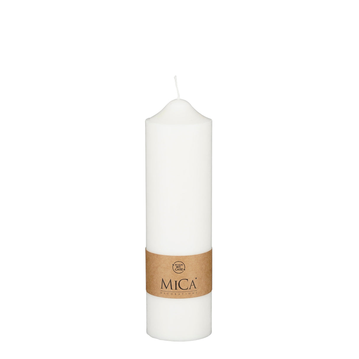 Bloklys 25 cm højt hvidt 100 % ren stearin fra Mica Decorations