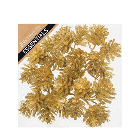 Glitterkogler på wire guldfarvede 10 cm