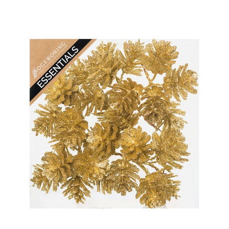 Glitterkogler på wire guldfarvede 10 cm