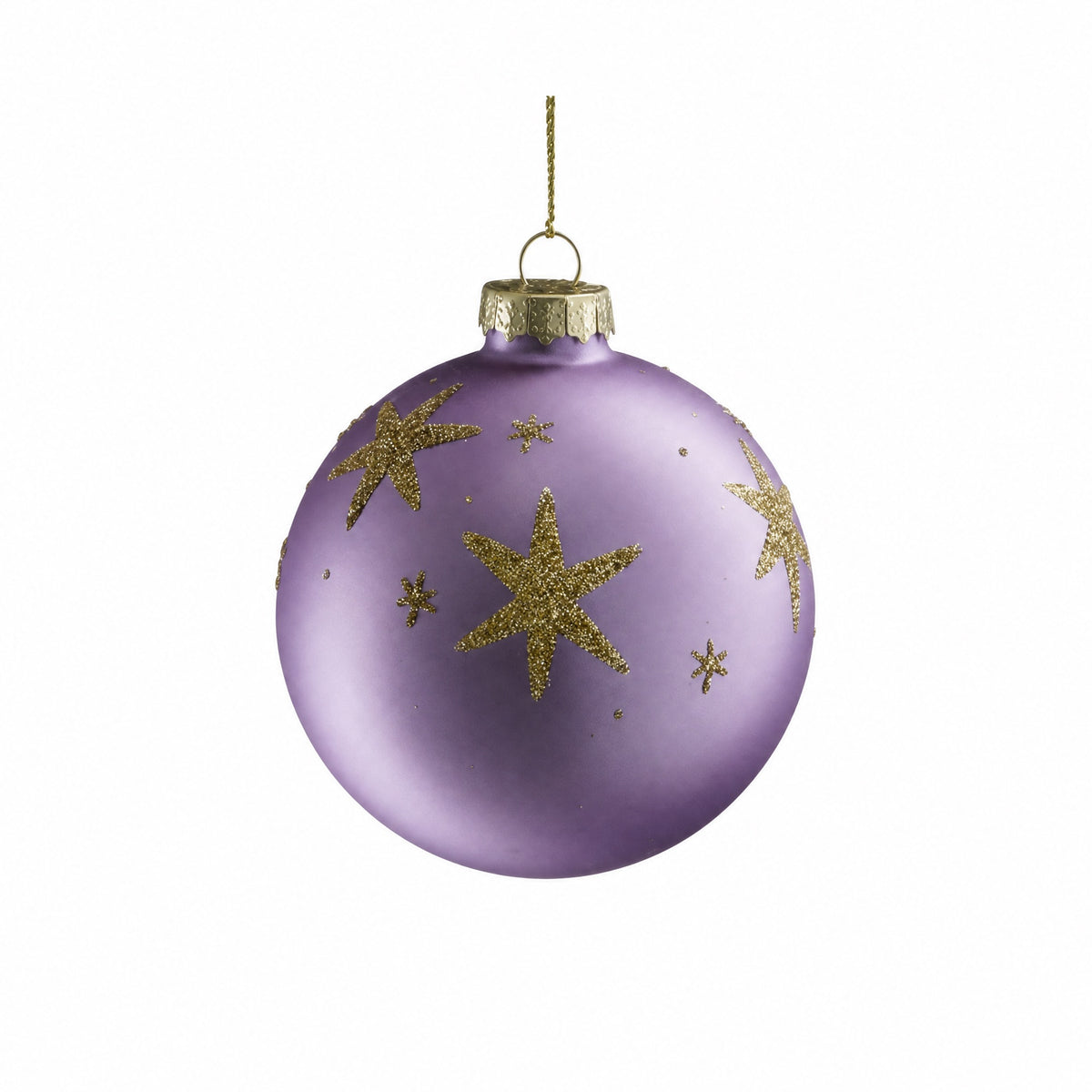 Julekugle med guldglimmer stjerner 8 cm i dia