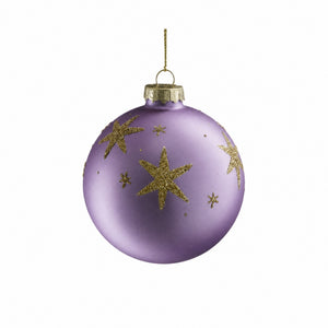 Julekugle med guldglimmer stjerner 8 cm i dia