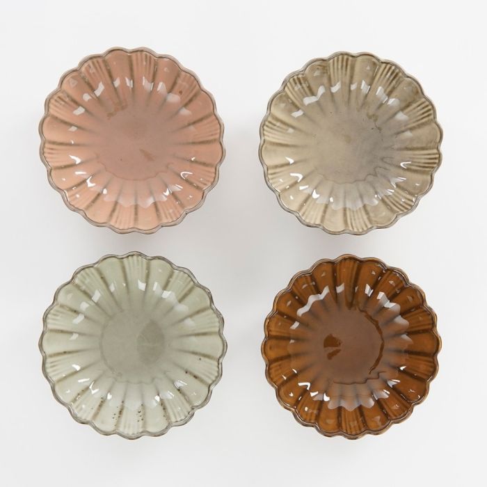 4 Corfu skåle i forskellige farver set ovenfra