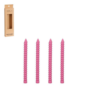 Tynde snoede kertelys 4 -pak pink